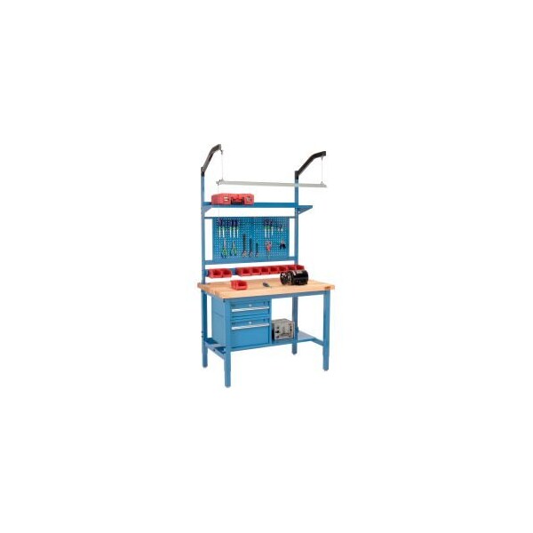 Global Equipment 48"W x 30"D Production Workbench - Birch Square Edge Complete Bench - Blue 319296BL - main